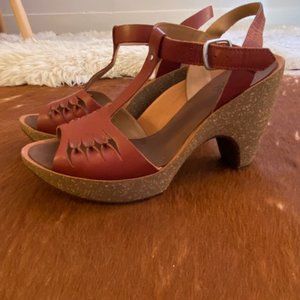 Camper Platform T-Strap Sandal, Cork Heel, size 37